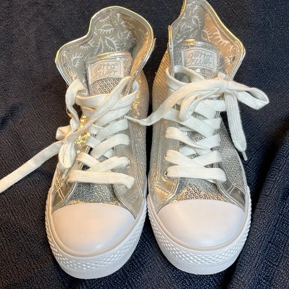 Gotta Flurt Shoes Womens Gotta Flurt Silver Sequins High Top